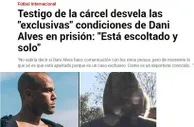 探监人：阿尔维斯住单人间牢房????四名工作人员护送他去院子里