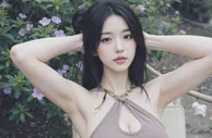 乌发金链 紫花丛中藏温柔美人