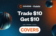 使用 Kalshi 优惠码“COVERS”注册，即可获得凯尔特人对阵勇士比赛首笔交易 10 美元奖励。