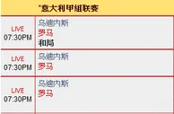 “走地皇”2015年1月6日日晚意甲赛事：乌迪内斯 VS 罗马