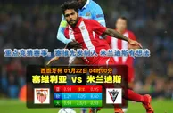 玩球网心水：西班牙杯　1月22日 4:00　塞维利亚 VS 米兰迪斯