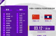 中国U20女足vs老挝U20女足首发：欧阳玉环先发，乔睿琪出战