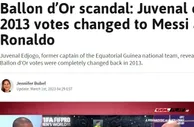 前球员：2013金球我投德罗巴伊涅斯塔????公布出来被改成梅西C罗