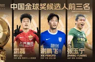 2022中国金球奖今日揭晓 武磊、谢鹏飞、张玉宁入围候选前三