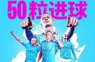 突破50球大关！哈兰德本赛季各项赛事44场已进50球！