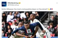 FIFA世界杯官推晒照：姆巴佩，世界上最不可阻挡的球员?