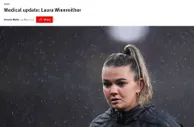 官方：阿森纳女足后卫温罗伊特尔左膝前十字韧带断裂