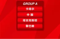 中国队被分入A组，同组对手有卡塔尔队、塔吉克斯坦队和黎巴嫩队
