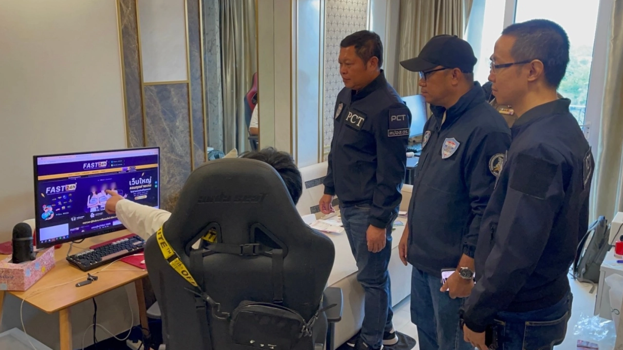 泰国警方突袭芭提雅高档公寓，摧毁月流水900万铢的网络赌场平台“FAST24H”。