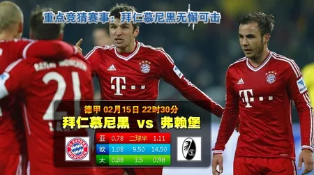 【富博】2月15日22：30 德甲 拜仁慕尼黑VS弗赖堡