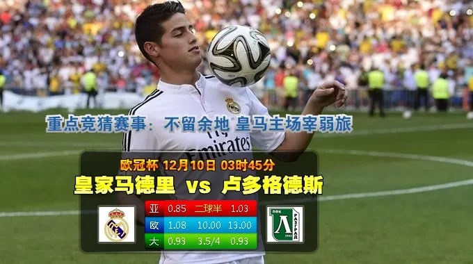 【富博】12月10日03:45 欧冠 皇家马德里VS卢多格德斯