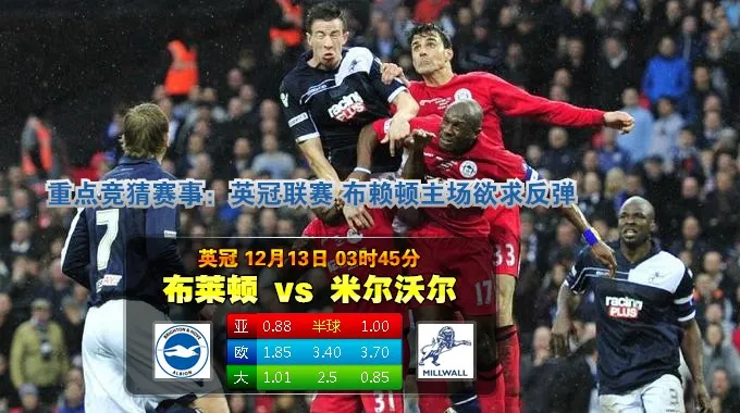 【富博】12月13日03:45 英冠 布莱顿VS米尔沃尔