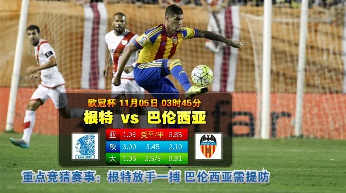 玩球网心水：欧冠杯　11月5日 3:45　根特 VS 巴伦西亚