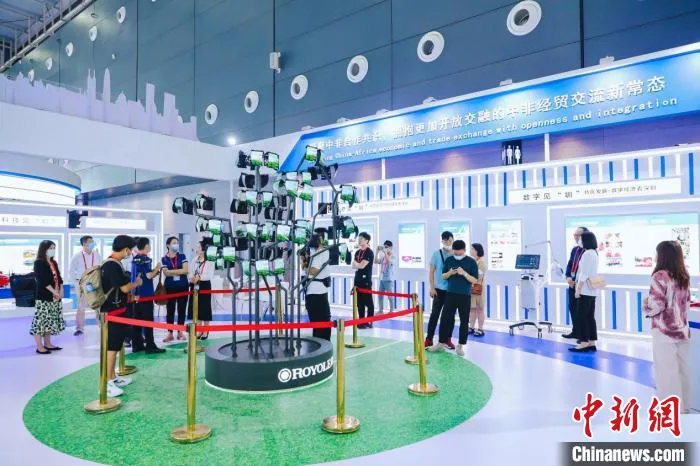 柔宇科技展出的融合艺术与柔性电子科技的造型装置“柔树”。 深圳商务局 供图 柔宇科技展出的融合艺术与柔性电子科技的造型装置“柔树”。 深圳商务局 供图