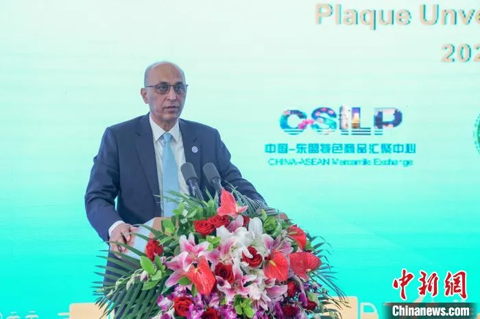 图为巴基斯坦驻华大使莫因·哈克出席仪式并致辞。　陈冠言 摄