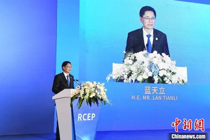 图为广西壮族自治区主席蓝天立致辞 林浩 摄
