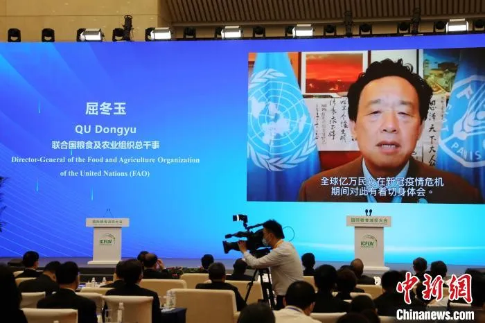国际机构代表在开幕式中通过视频致辞。　沙见龙 摄