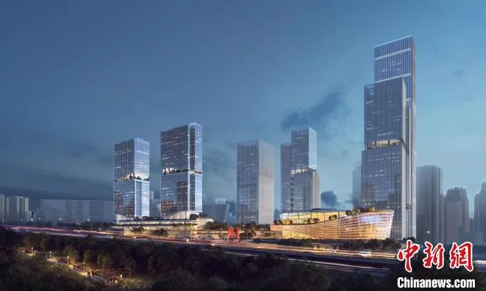 图为五里店TOD示范站效果图。　重庆城市交通开发投资(集团)有限公司供图