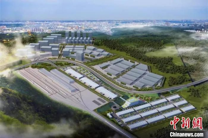 广元铁路综合物流基地效果图。　广元国际铁路港 供图