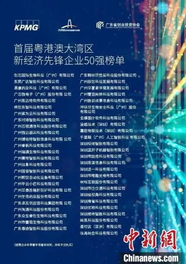 2021粤港澳大湾区新经济先锋企业50强榜单 大湾区科技创新服务中心 供图