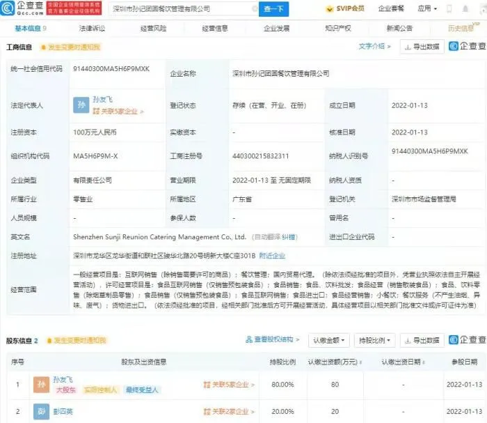 企查查截图。