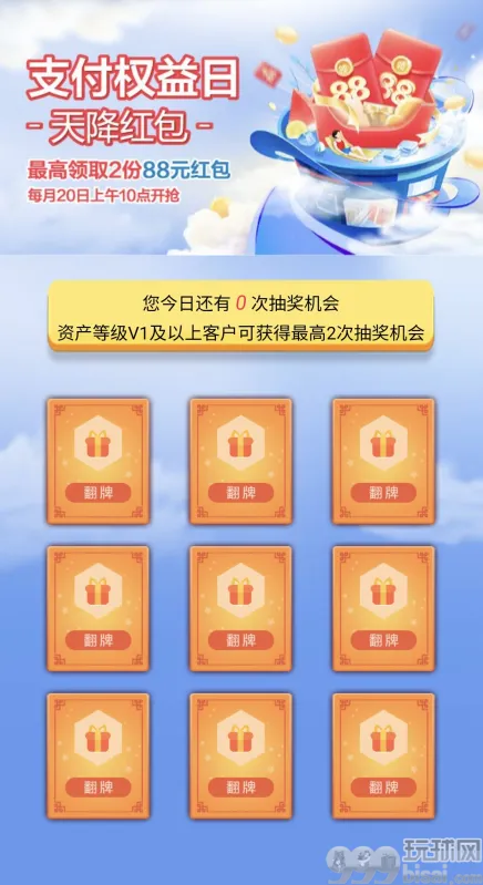 浦发银行支付权益日，领最高88元随机红包