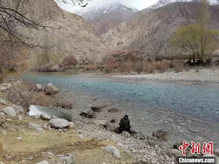 游客赏杏花，体验山谷的宁静和神秘。　朱景朝 摄