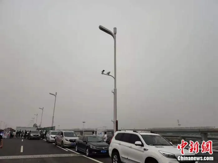 全线三千余根智慧灯杆，可根据天气、车流量自动调节。中新网记者 张旭 摄