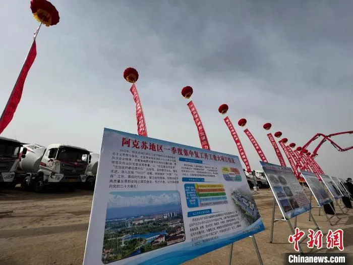 3月15日，新疆阿克苏地区在位于阿克苏市郊的光电产业园举行第一季度重大项目集中开复工仪式。　冀江彤 摄