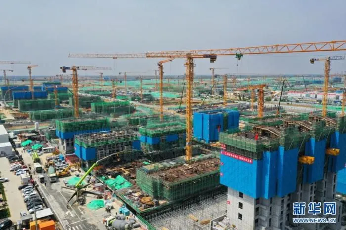 这是雄安新区容西片区建设现场(7月3日摄，无人机照片)。新华社记者 杨世尧 摄