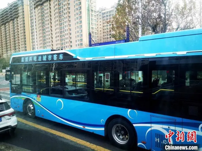 在山东城市投用的氢燃料电池城市客车。　沙见龙 摄