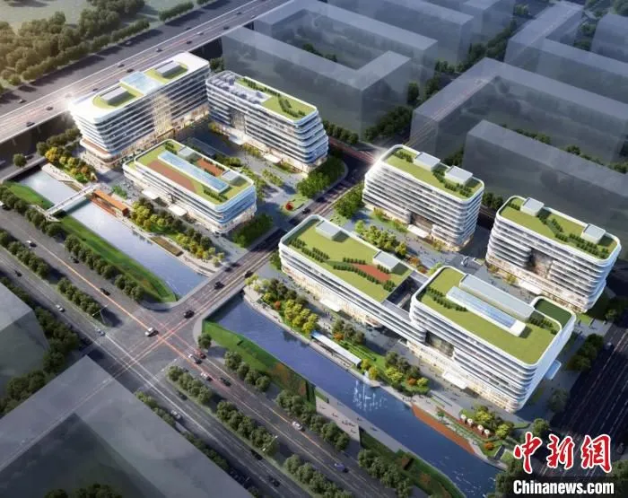 北京大兴国际机场临空经济区国际商务综合体项目示意图。　陈烁阳 摄
