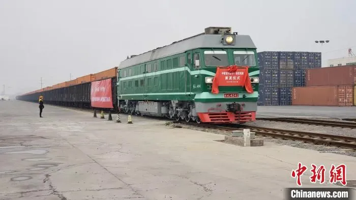 图为中欧班列(新乡-西欧)从新乡经开区发车。　河南中豫国际港务集团供图
