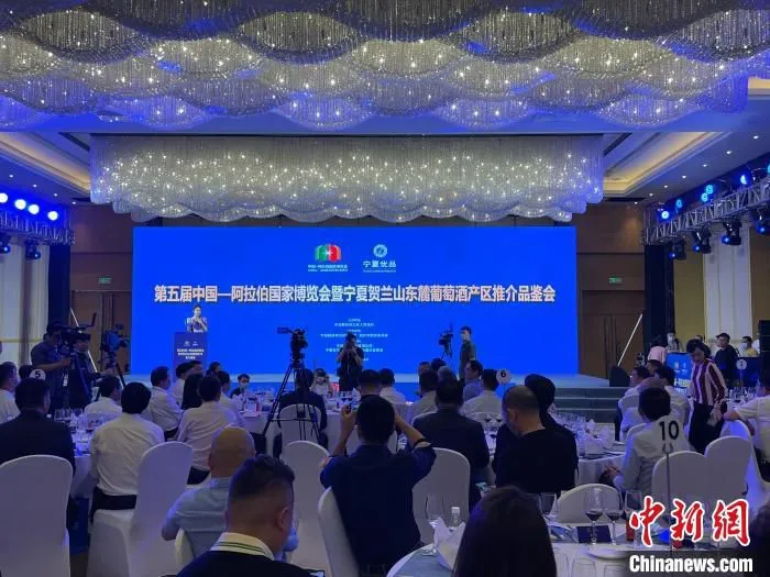 第五届中国—阿拉伯国家博览会暨宁夏贺兰山东麓葡萄酒产区推介品鉴会现场。　李佩珊 摄