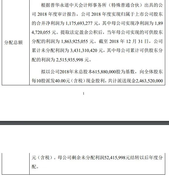 华宝股份2018年度分红预案。