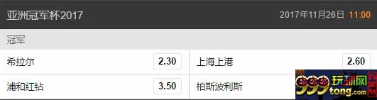 博彩分析：亚冠夺冠赔率 希拉尔跃升首位 上港第二仍有机会争冠