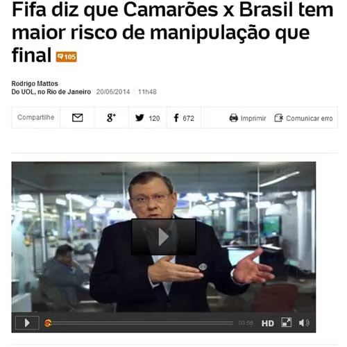 今日头条：FIFA分析监控录像 亚洲博彩公司可能操作巴喀之战
