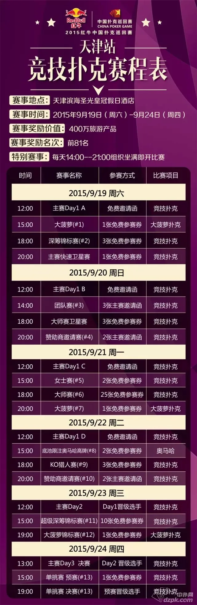 扑克新闻：2015红牛中国扑克巡回赛天津站亮点提前看！