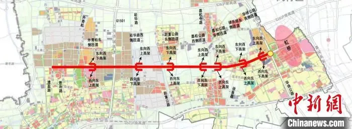 上海崧泽高架路主线通车 上海青浦区宣传部 摄