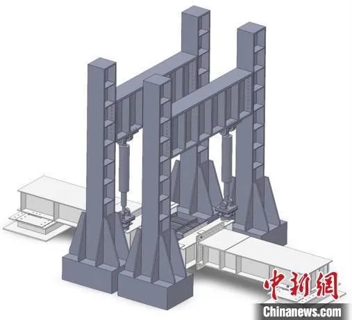 “四点偏心”弯扭耦合同步加载方案。　哈工程提供