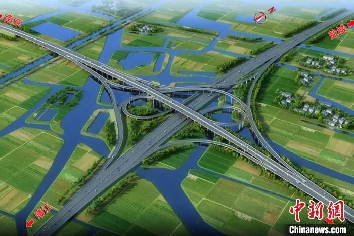 宁盐高速公路项目NY-TZ5标段大垛枢纽互通效果图。　胡苗苗 摄
