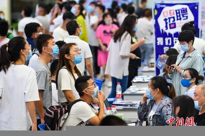 某线下毕业生专场招聘会现场。中新社记者 武俊杰 摄