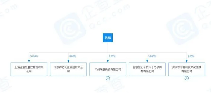 钱枫目前还关联的存续企业。企查查截图