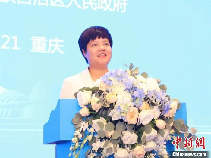 图为广西壮族自治区副主席蔡丽新致辞 李有姣 摄