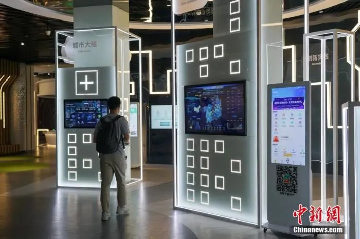 资料图：市民在国家大数据(贵州)综合试验区展示中心参观。中新社记者 瞿宏伦 摄