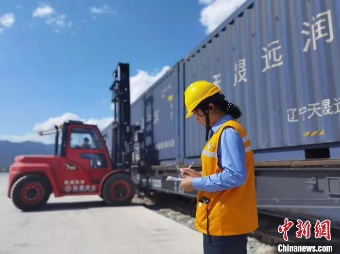 图为春运期间中老铁路运输的一批货物。　刘昊亮 摄
