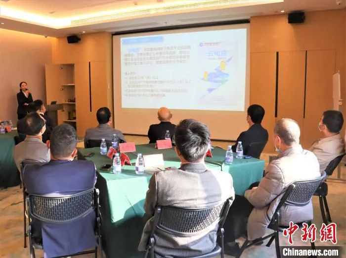 图为银行代表进行金融产品介绍。　李若澜 摄