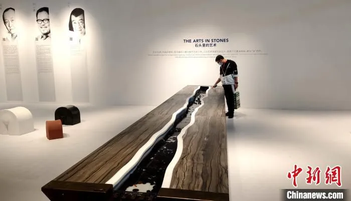 石材展展馆一角。　石材展展馆一角。　摄