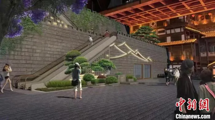 千厮门嘉陵江大桥渝中部分洪崖洞侧效果图。 重庆市住房和城乡建设委员供图 千厮门嘉陵江大桥渝中部分洪崖洞侧效果图。 重庆市住房和城乡建设委员供图