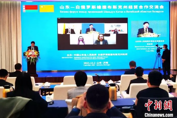 山东省人民政府外事办公室副主任孙业宝主持会议并进行总结发言。　梁犇 摄
